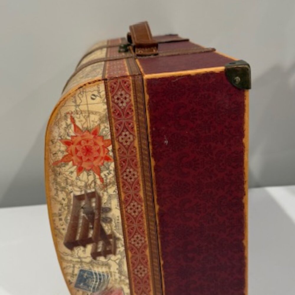Punch Studio Vintage Old World Map Paperboard Suitcase - Picture 6 of 8